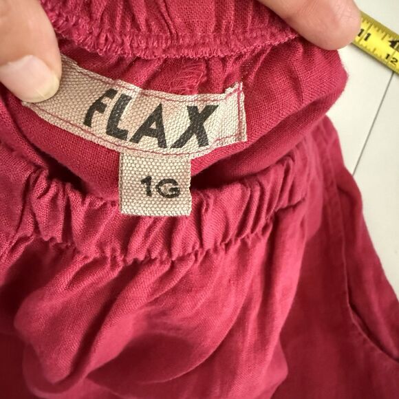 FLAX Designs Linen Pants 1G Fuschia Pink Women Wide Leg Lagenlook Pull On Pocket - Picture 4 of 10